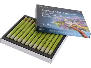 Gallery Akvarel Oliven - 12 Farvekridt i Én Pakke