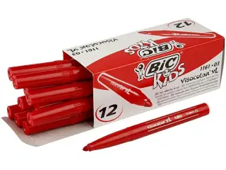 BIC Visa Color Tusch, streg 3 mm, rød, 12stk./ 1 pk.