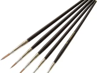 Akvarelpenselsæt i imiteret mårhår - 5 stk.