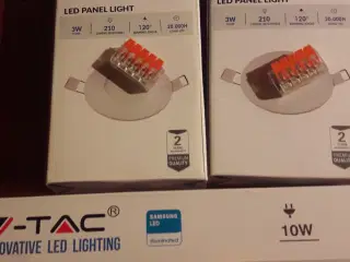Led lys V-tac 2stk 3 watt og 2stk10 watt 20kr stk 