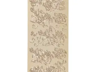 Stickers, roser, ark 10x23 cm, guld, 1 ark