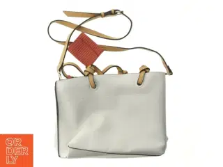 Hvid håndtaske med rem (str. 32x24 cm)