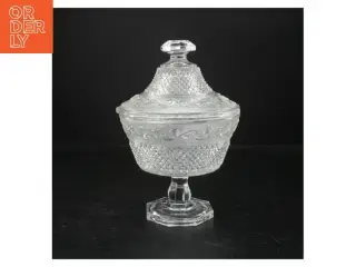 Glas krystal skål med låg (str. Ø 15 cm)