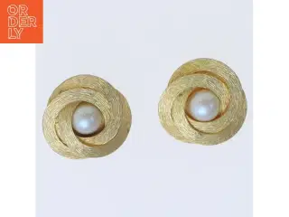 Vintage klipsøreringe med perle (str. 35 mm)