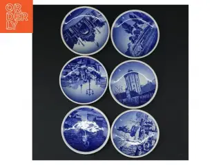 Blå- og hvidmønstrede porcelænstallerkener fra Royal Copenhagen (str. Ø. 8,5 cm. 6 styk)