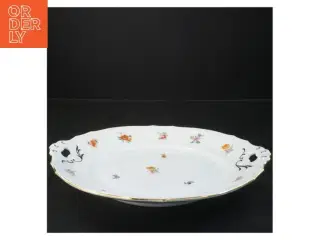 Porcelænsfad med blomstermotiv (str. Ø 28 cm)