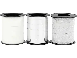 Sølv Glitter Gavebånd 10 mm - 3x15 m