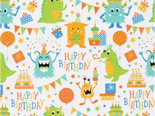 Farverigt gavepapir til fødselsdage - 5m x 50cm