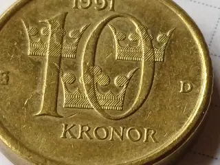 Svensk 10 krone år 1991 Skandinavien