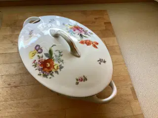 Stor porcelæns Terrin m/ Blomster København B 7723