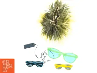 Solbriller og paryk, udklædning (str. Blandet)