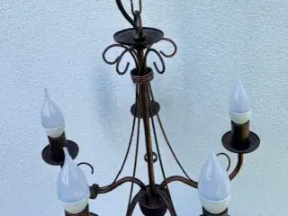 Pæn gammel lampe med 5 arme, med rondel
