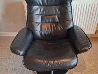 Læder lænestol Incl skammel