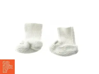 Strikkede hvide baby sokker (str. 9,5 cm)