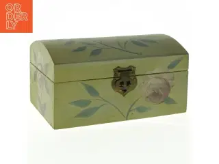 Dekorativt malet træskrin md Roser (str. 21 x 13,5 cm)