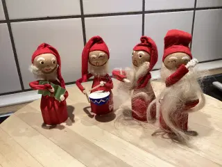 4 håndlavet nisser- nisse orkester, dansk