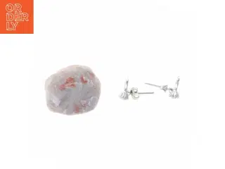 Krystal og øreringe (str. Ørering en x 0,5 cm steen 2,2 cm)