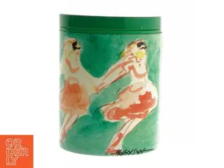 Dekorativ dåse med kunstnerisk motiv fra Irma (str. Ø. 11 cm. længde, 15 cm)