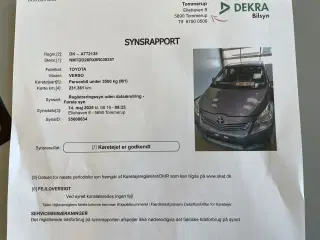 Toyota Verso 7 pers. 2,0 D-4D DPF TX 126HK 6g