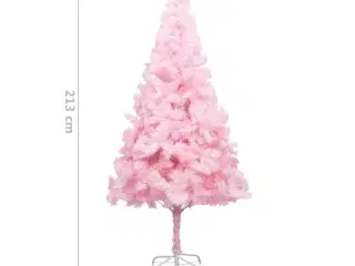 Kunstigt juletræ med fod 210 cm PVC lyserød