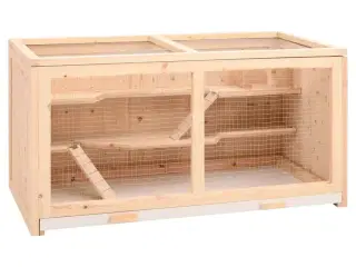 Hamsterbur 89,5x45x45 cm massivt træ gran