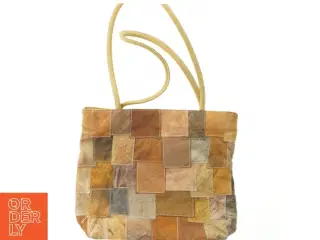 Læder patchwork taske (str. 31x36 cm)