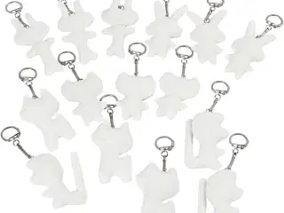 15 stk. Stoffigurer med nøglering, 6-10 cm, hvid