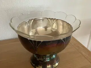Sølvskål med glasindsats