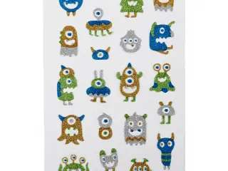 Glitterstickers med rumvæsner - 10x16 cm ark