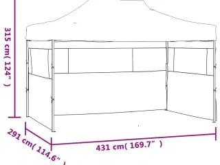 Foldbart telt med 3 sidevægge 3 x 4,5 m antracitgrå