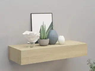 Væghylde med skuffe 60x23,5x10 cm MDF egetræsfarvet
