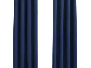 Lysdæmpende gardiner 2 stk. med metalringe 140 x 175 cm blå