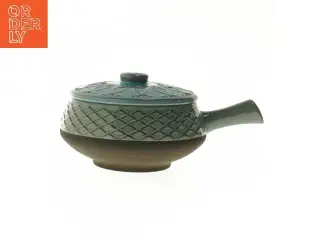 Keramisk skål med låg og håndtag (str. Ø 16 cm)