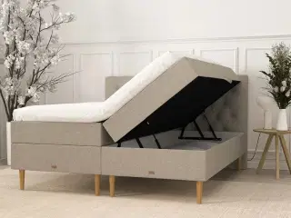 Opbevaringsseng på ben | 140x200 cm | Sand (ubrugt)
