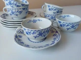 Kopper med underkopper 6 stk. Cobolt Blau - retro