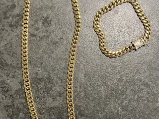 8mm 14k goldfilled cuban link sæt