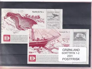 Grønland - Sorttryk Nr. 1 - 2  - Postfrisk