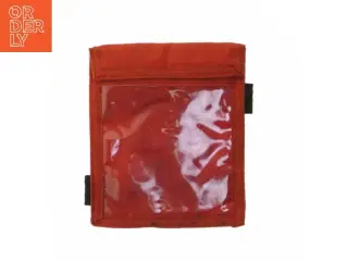Rød pung med plastikvindue (str. 15x13 cm)