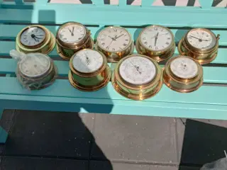 Et lot messing ure og barometer 