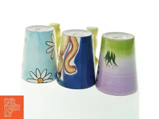 Siaki keramik, 3 krus med dyrefigurer (str. 10,5x8,5 cm)