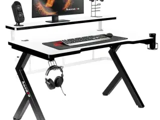 Huzaro HZ-Hero 5.0 gaming skrivebord - hvid/sort kulfiber 120 x 60 cm