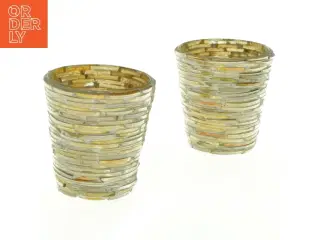 Sølvfarvede glaslysestager (str. 8 x 8 cm)
