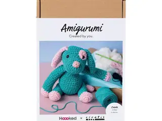 DIY Kit Amigurumi, Hundehvalp, pastelpink, mørk turkis, 1 pk.