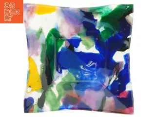 Firkantet kunstglasfad (str. 23x23 cm)