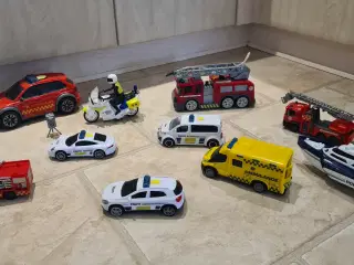 Dickie toys politibil brandbil ambulance mm