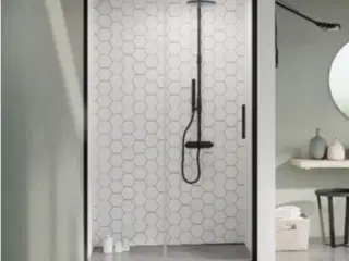 Strømberg Slide 22 Skydedør, Grat Glas, Sort profile, 105cm x 200cm