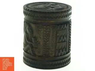 Udsmykket sort trææske (str. 11 x 9 cm)