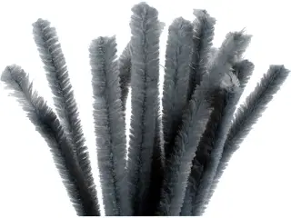Chenille, L: 30 cm, tykkelse 15 mm, grå, 15stk./ 1 pk.