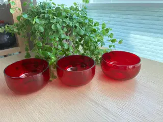 Glasskylleskål/fingerskål  Holmegaard - 3 stk. rød