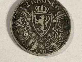 2 Kroner Norge 1917 - Dårlig stand